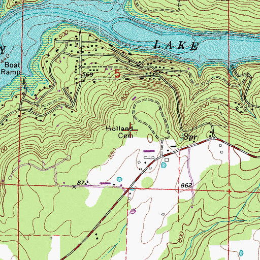 Topographic Map of Holland Cemetery, AR