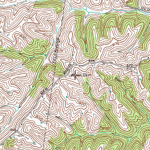 Topographic Map of Risen Cemetery, KY