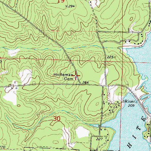 Topographic Map of Holleman Cemetery, AR