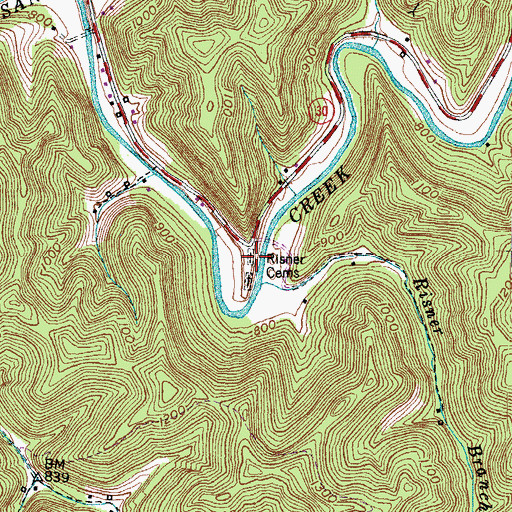 Topographic Map of Risner Cemetery, KY