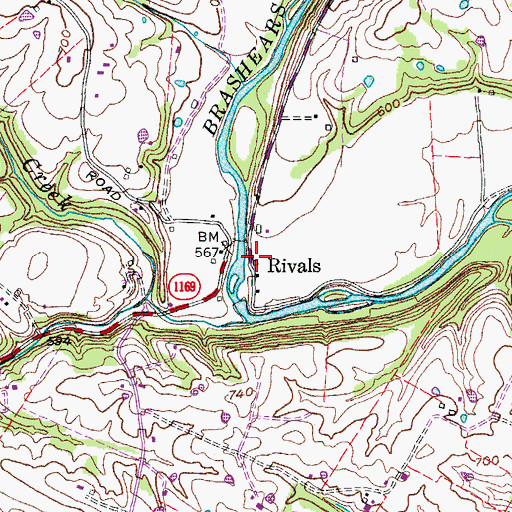 Topographic Map of Rivals, KY