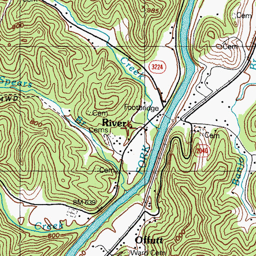 Topographic Map of River, KY