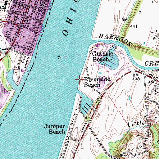 Topographic Map of Riverside Beach, KY