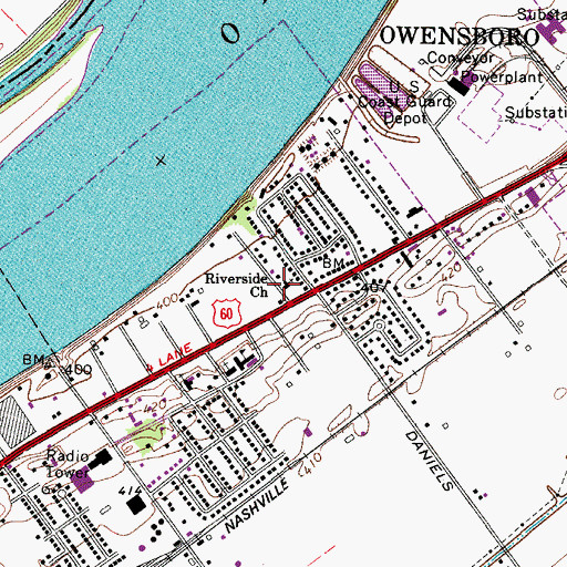 Topographic Map of Riverside Church, KY