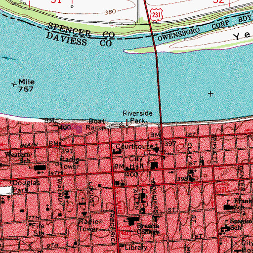 Topographic Map of Riverside Park, KY