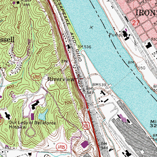 Topographic Map of Riverview, KY