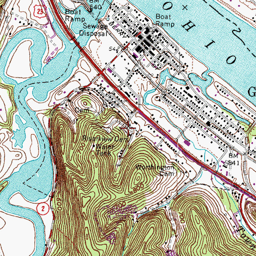 Topographic Map of Riverview Cemetery, KY