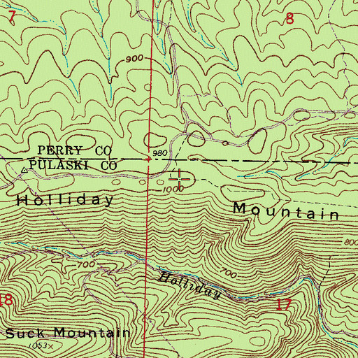 Topographic Map of Holliday Mountain, AR