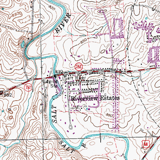 Topographic Map of Riverview Estates, KY