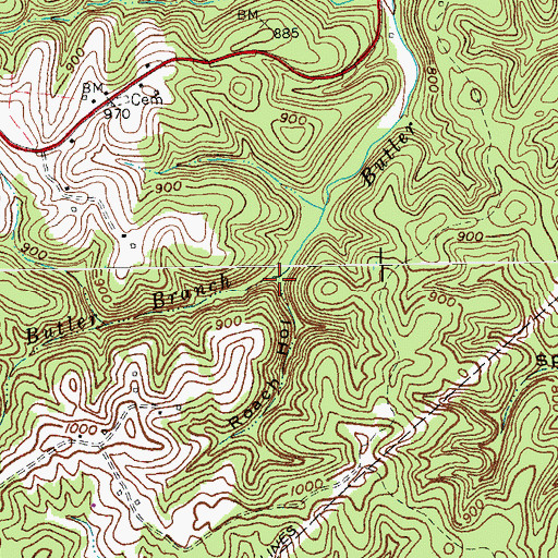 Topographic Map of Roach Hollow, KY