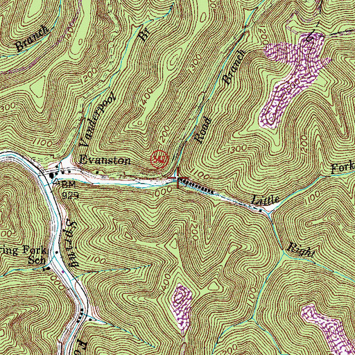 Topographic Map of Road Branch, KY