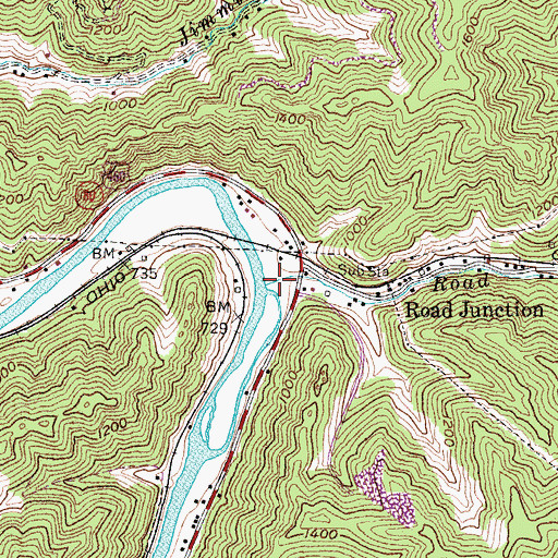 Topographic Map of Road Creek, KY