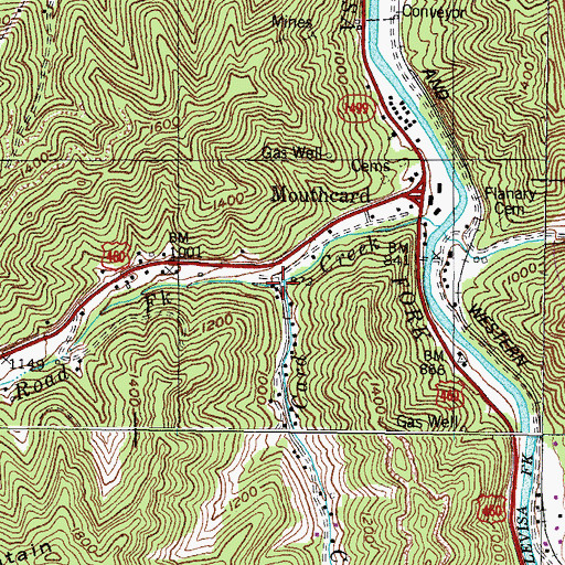 Topographic Map of Road Fork, KY