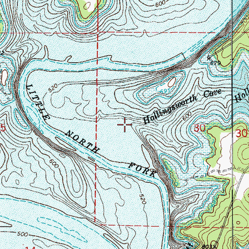 Topographic Map of Hollingsworth Cove, AR