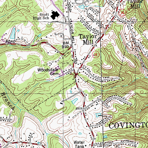 Topographic Map of Roadside Chapel (historical), KY
