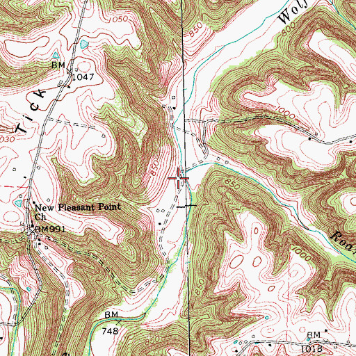 Topographic Map of Roaring Branch, KY