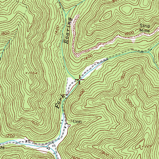 Topographic Map of Roaring Fork, KY