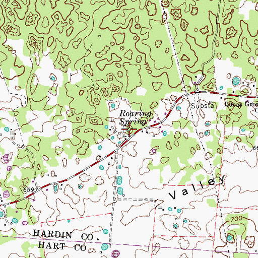 Topographic Map of Roaring Spring, KY