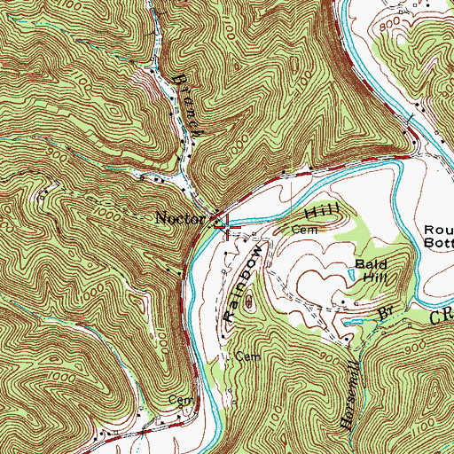 Topographic Map of Roark Branch, KY