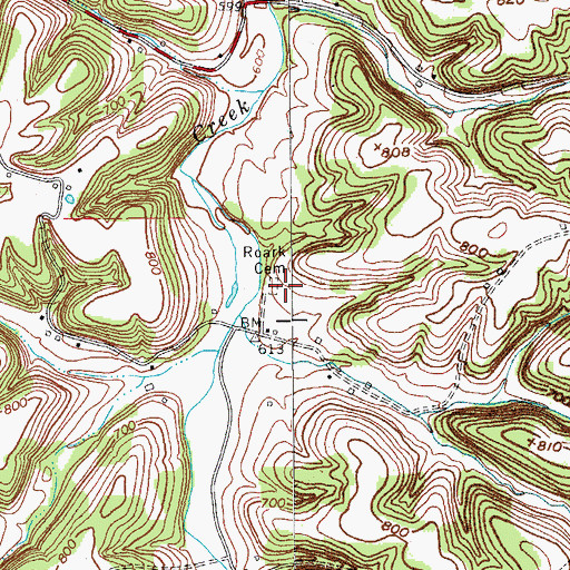Topographic Map of Roark Cemetery, KY