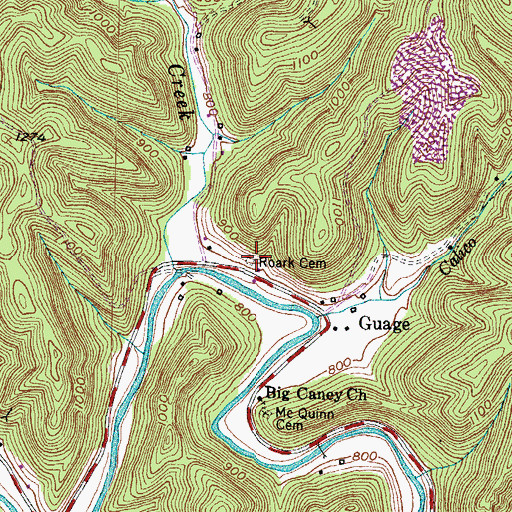 Topographic Map of Roark Cemetery, KY