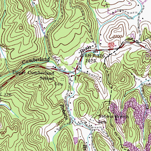 Topographic Map of Roberts Branch, KY