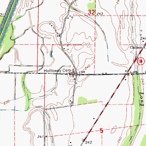 Topographic Map of Holloway Cemetery, AR