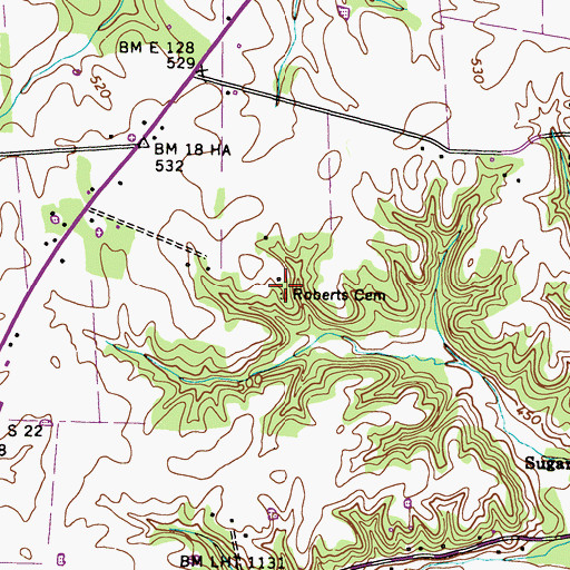 Topographic Map of Roberts Cemetery, KY