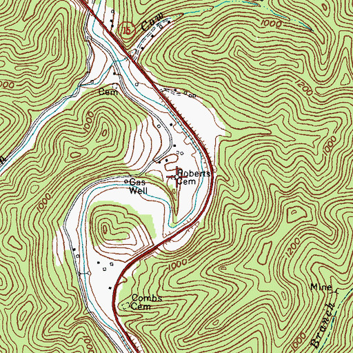 Topographic Map of Roberts Cemetery, KY