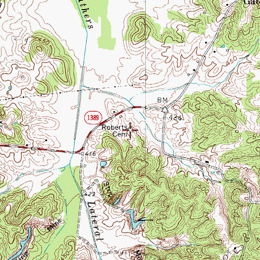 Topographic Map of Roberts Cemetery, KY
