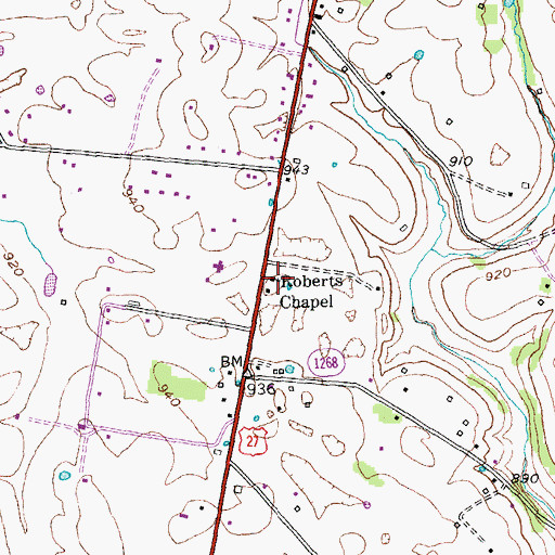 Topographic Map of Roberts Chapel, KY