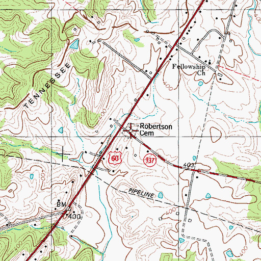 Topographic Map of Robertson Cemetery, KY