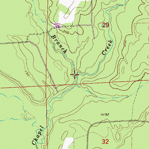 Topographic Map of Holly Branch, AR