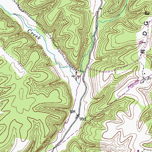 Topographic Map of Robin Lick Creek, KY