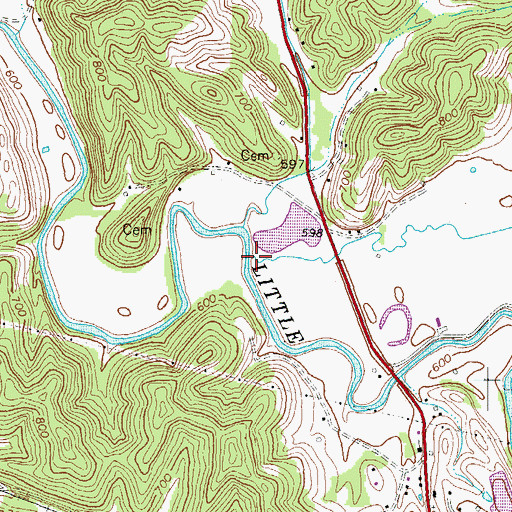 Topographic Map of Robin Run, KY