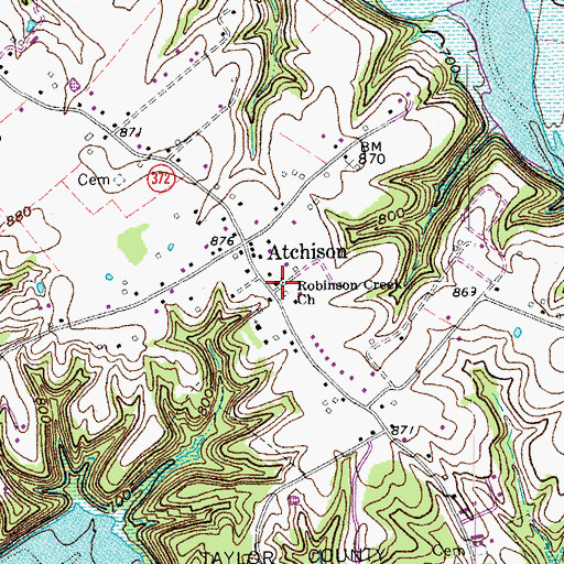 Topographic Map of Robinson Creek Church, KY