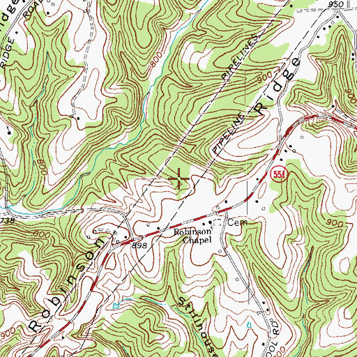 Topographic Map of Robinson Ridge, KY