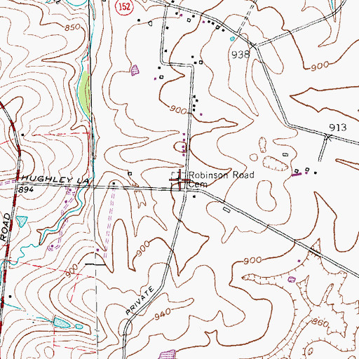 Topographic Map of Robinson Road Cemetery, KY