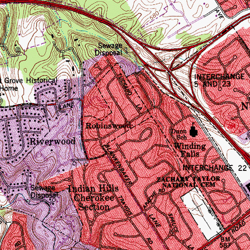 Topographic Map of Robinswood, KY
