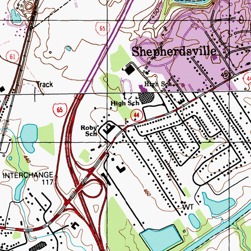 Topographic Map of Roby School, KY