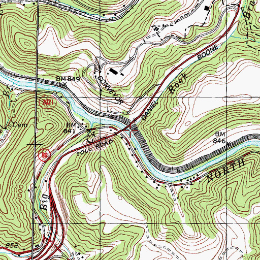 Topographic Map of Rock Branch, KY