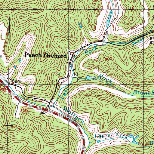 Topographic Map of Rock Branch, KY