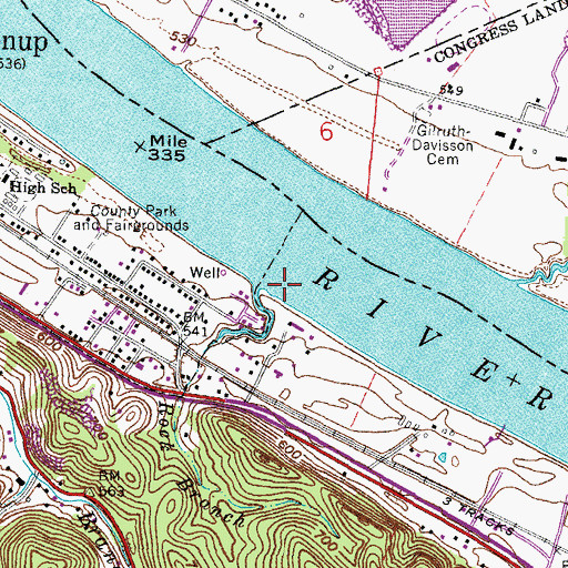 Topographic Map of Rock Branch, KY