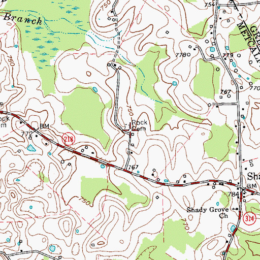 Topographic Map of Rock Cemetery, KY