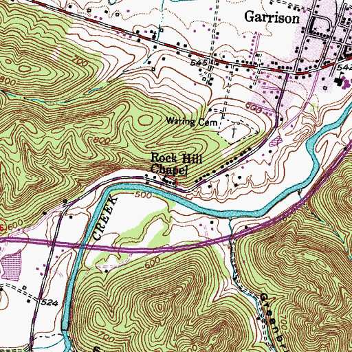 Topographic Map of Rock Hill Chapel, KY