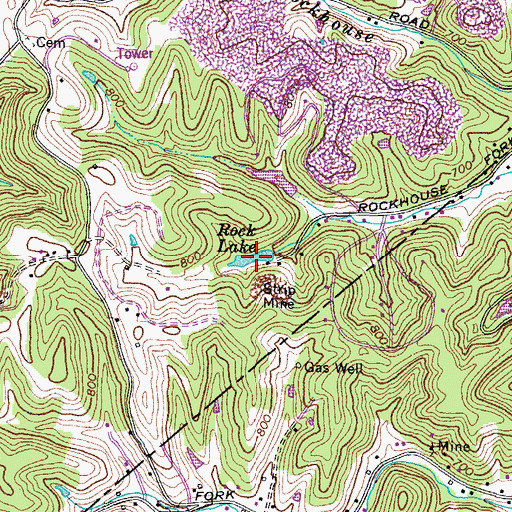 Topographic Map of Rock Lake, KY