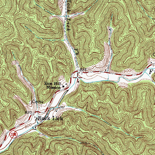 Topographic Map of Rock Lick Fork, KY