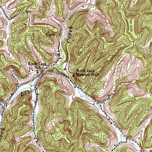 Topographic Map of Rock Lick Mission Hall, KY