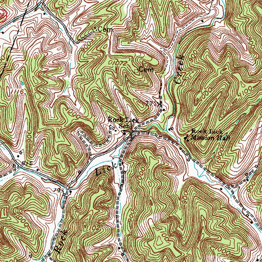 Topographic Map of Rock Lick School, KY