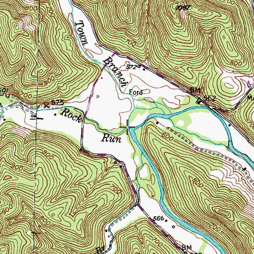 Topographic Map of Rock Run, KY